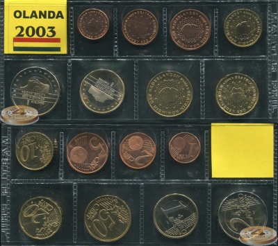 Нидерланды. Набор евро (8 монет. 2 биметалла) 2003