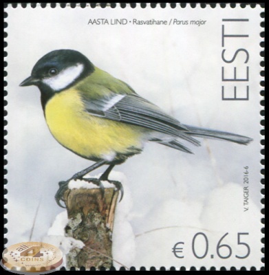 Эстония. 2016. Большая синица (Почтовая марка. MNH OG)
