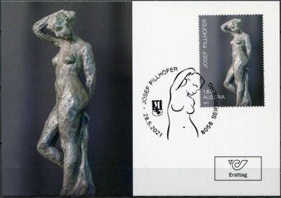 Австрия. 2021. "Купающаяся женщина" (1981), Йозеф Пиллхофер (Картмаксимум. Mint)