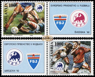 Югославия. 1992. Чемпионат европы по футболу. Швеция 1992 (Серия. MNH OG)