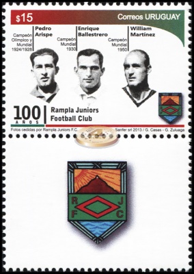 Уругвай. 2013. 100 лет футбольному клубу Rampla Juniors (Почтовая марка. MNH OG)