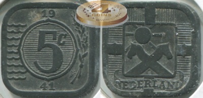 Нидерланды. Монета 5 центов. 1941 (KM#172. Unc)