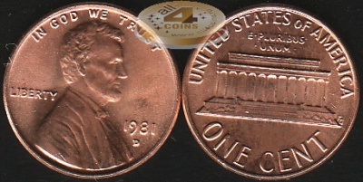 США. 1 цент. 1981.D (Unc)