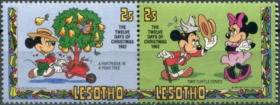 Лесото. 1982. Дисней. Двенадцать дней Рождества (Сцепка. MNH OG)