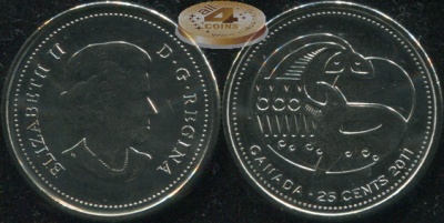 Канада. 25 центов. 2011 (Unc)