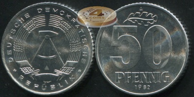 Германия (ГДР). 50 пфеннигов. 1982.A (Unc)