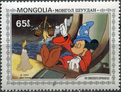 Монголия. 1983. Микки спит, а Метла продолжает ходить за водой (Почтовая марка. MNH OG)