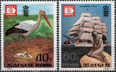 КНДР. 1987. Международная выставка почтовых марок "Hafnia '87" (II) (Серия Почтовых марок. MNH OG)