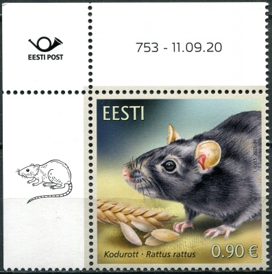 Эстония. 2020. Черная крыса (Rattus rattus) (III) (Почтовая марка. MNH OG)