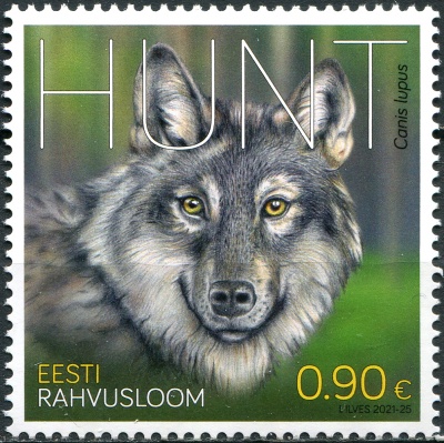 Эстония. 2021. Волк (Canis lupus) (Почтовая марка. MNH OG)