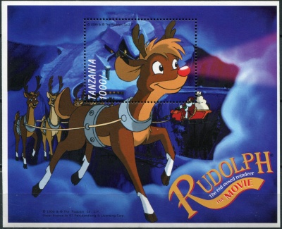 Танзания. 1998. Рудольф везёт сани Санты (Блок. MNH OG)