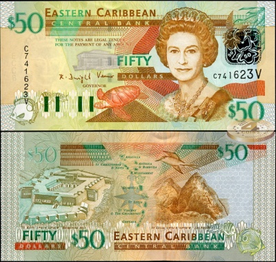 Восточные Карибы (Сент Винцент). 50 долларов (Unc) 2003