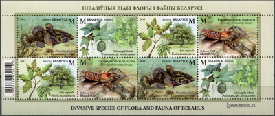 Беларусь. 2023. Инвазивные виды флоры и фауны Беларуси (Малый лист. MNH OG)