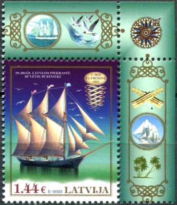 Латвия. 2022. 3-х мачтовый корабль "Евфросиния" (I) (Почтовая марка. MNH OG)