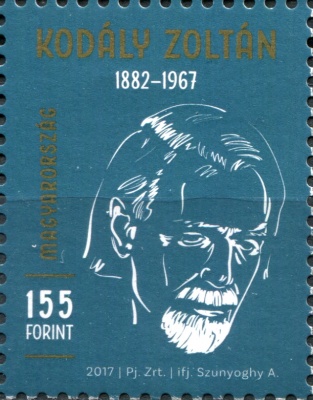 Венгрия. 2017. 50-я годовщина смерти Золтана Кодая (Почтовая марка. MNH OG)