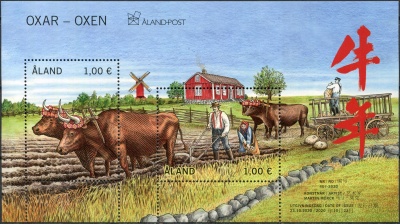 Аландские острова. 2020. Год Быка (Почтовый блок. MNH OG)