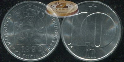Чехословакия. 10 геллеров. 1990 (Unc)