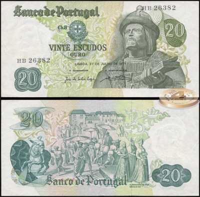 Португалия. 20 эскудо (Unc) 1971