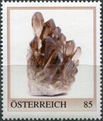 Австрия. 2021. Минералы. Дымчатый кварц (Почтовая марка. MNH OG)