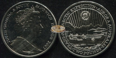 Южная Георгия и Южные Сандвичевы о-ва. 2 фунта. 2007 (Unc)