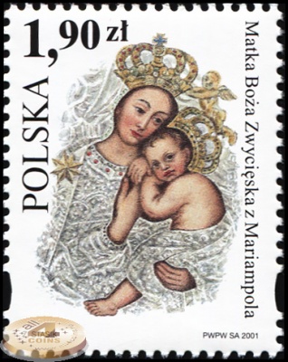 Польша. 2001. Образ Девы Марии Торжетсвующей из г. Мариамполь (Почтовая марка. MNH OG)