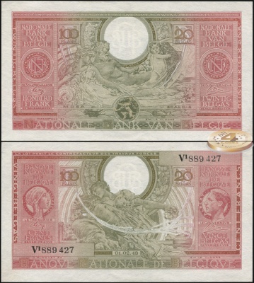 Бельгия. 100 франков - 20 белгов (Unc) 1944