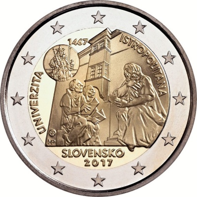 Словакия. 2 евро. 2017 (Unc. Биметалл) 550-летие Истрополитанского университета