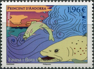 Андорра Французская. 2024. Подводная флора и фауна (Почтовая марка. MNH OG)