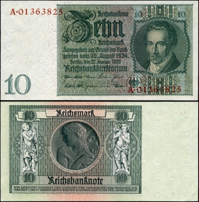 Германия (3 рейх). 10 рейхсмарок (Unc) 1929