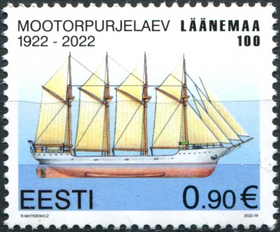 Эстония. 2022. Моторный парусник Läänemaa (Почтовая марка. MNH OG)