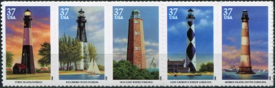 США. 2003. Маяки на восточном побережье США (Сцепка. MNH OG)