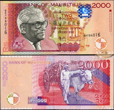 Маврикий. 2000 рупий (Unc) 1999