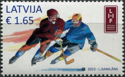 Латвия. 2023. Чемпионат мира по хоккею с шайбой (III) (Почтовая марка. MNH OG)