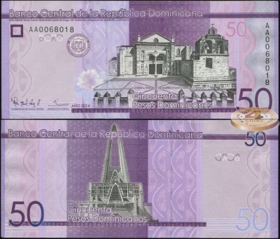 Доминиканская республика. Банкнота 50 песо доминикано. 2014. Unc. Бумага. Кат.# P.189a