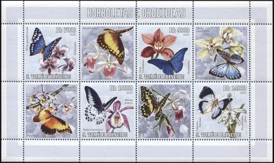 Сан-Томе и Принсипи. 2006. Бабочки и орхидеи (М.Лист. MNH OG)