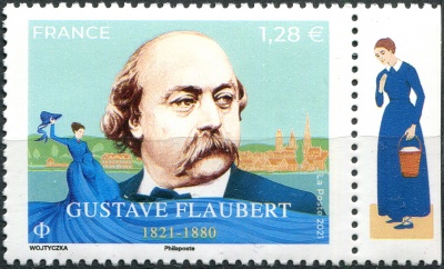 Франция. 2021. 200-летие со дня рождения Гюстава Флобера, 1821-1880 (Почтовая марка. MNH OG)