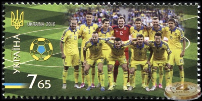 Украина. 2016. Национальная сборная Украины по футболу (Почтовая марка. MNH OG)