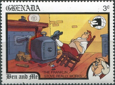 Гренада. 1989. "Бен и я". Плита Франклина (Почтовая марка. MNH OG)