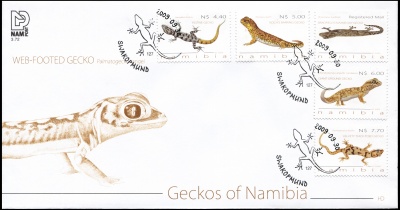 Намибия. 2009. Гекконы [Gekkonidae] (Конверт Первого Дня. Mint)
