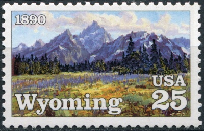 США. 1990. 100 лет штату Вайоминг (Почтовая марка. MNH OG)