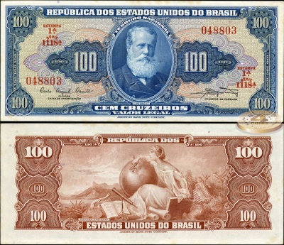 Бразилия. 100 крузейро (Ser.1118, Sign.9) (aUnc++) 1961