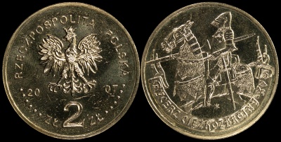 Польша. 2 злотых. 2007 (Unc) Конный рыцарь. XV век