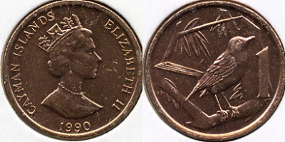 Каймановы о-ва. 1 цент. 1990 (aUnc)