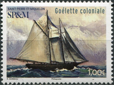 Сен-Пьер и Микелон. 2021. Шхуна (Почтовая марка. MNH OG)