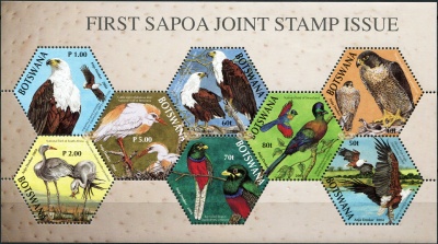 Ботсвана. 2004. Первый совместный выпуск SAPOA: Птицы (Малый лист. MNH OG)