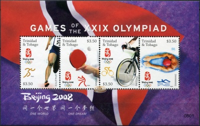 Тринидад и Тобаго. 2008. XXIX Летние Олимпийские игры. Пекин 2008 (Блок. MNH OG)