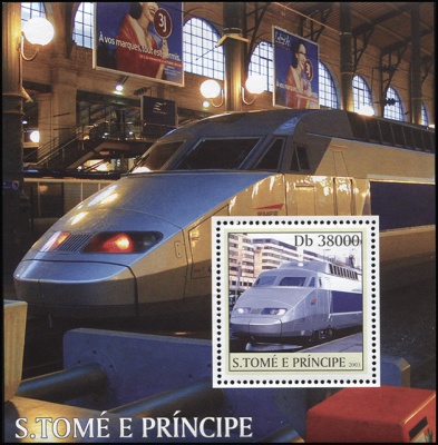Сан-Томе и Принсипи. 2003. Скоростные поезда T G V (Блок. MNH OG)