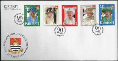 Кирибати. 2016. 90-летие королевы Елизаветы II (Конверт Первого Дня. Mint)