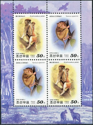 КНДР. 2000. Обезьяны со всего мира (Блок. MNH OG)