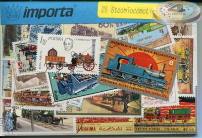 Паровозы. Набор почтовых марок (25 шт. Ассорти)